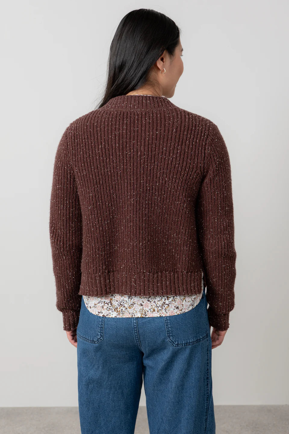 Chocolate Fleck Knit June Rib Cardigan | Lily & Me LM25663