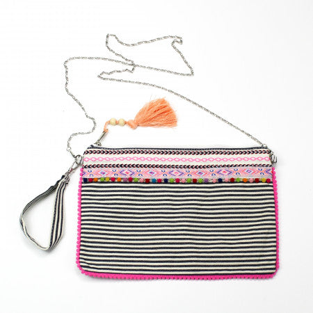 Kamryn Blue Striped Clutch Bag