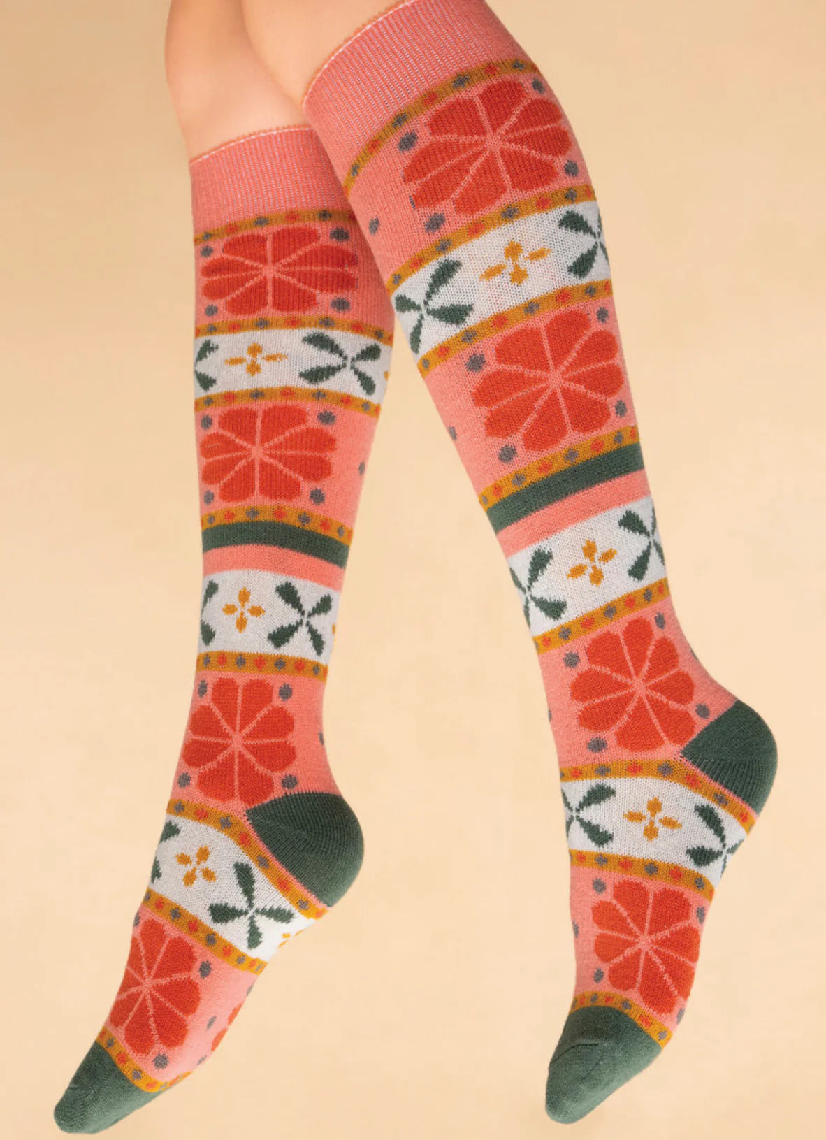 Knee High Fair Isle Boot Socks - Petal