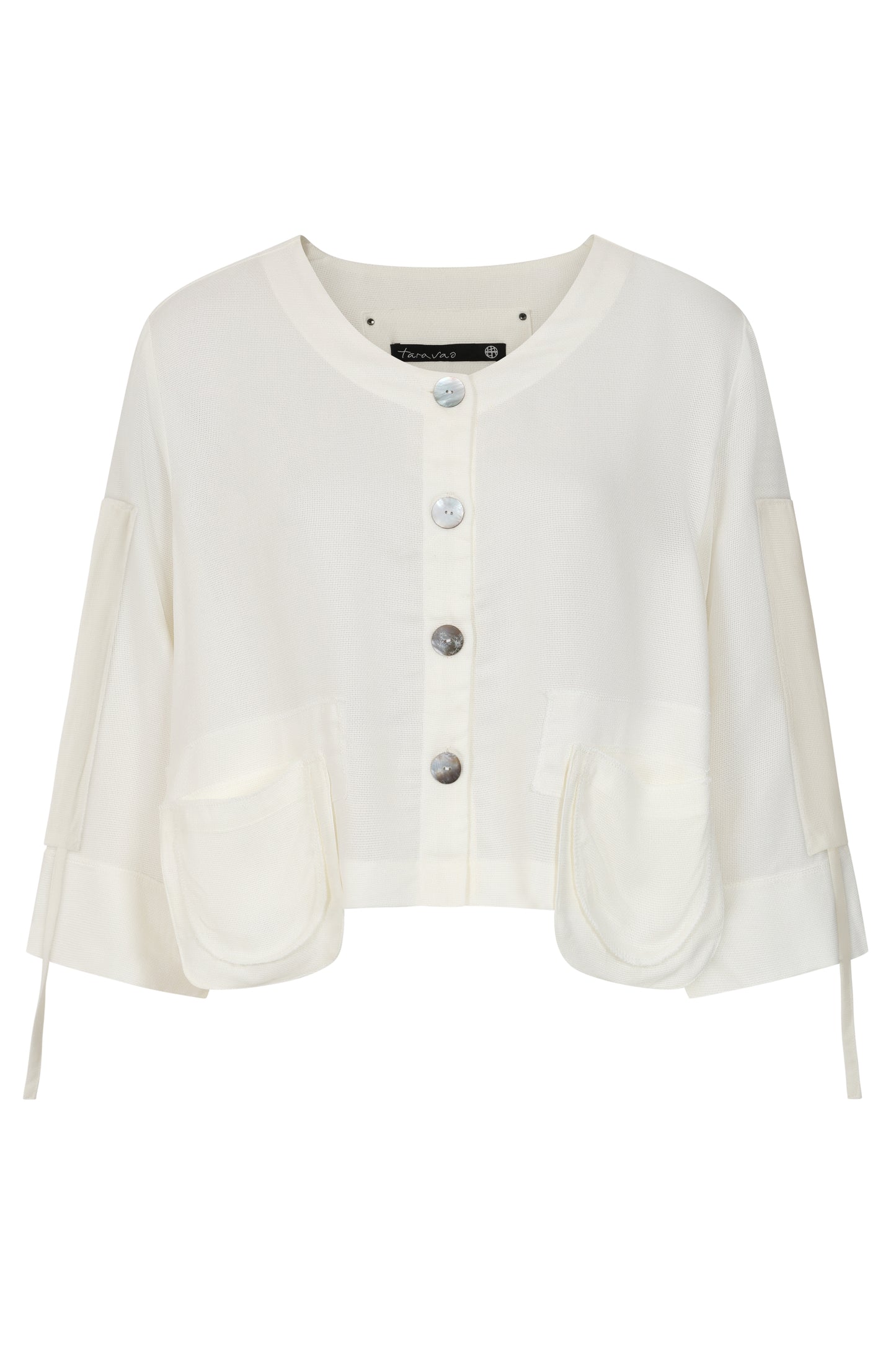 Ecru Ruched Sleeved Jacket - Laura from Tara Vao