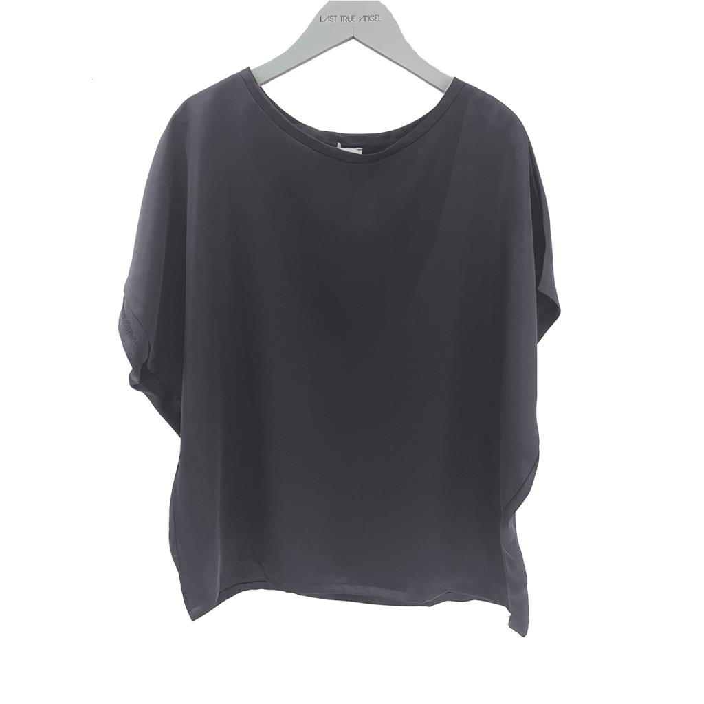 Satin Boxy T-shirt Top in Gunmetal | Last True Angel