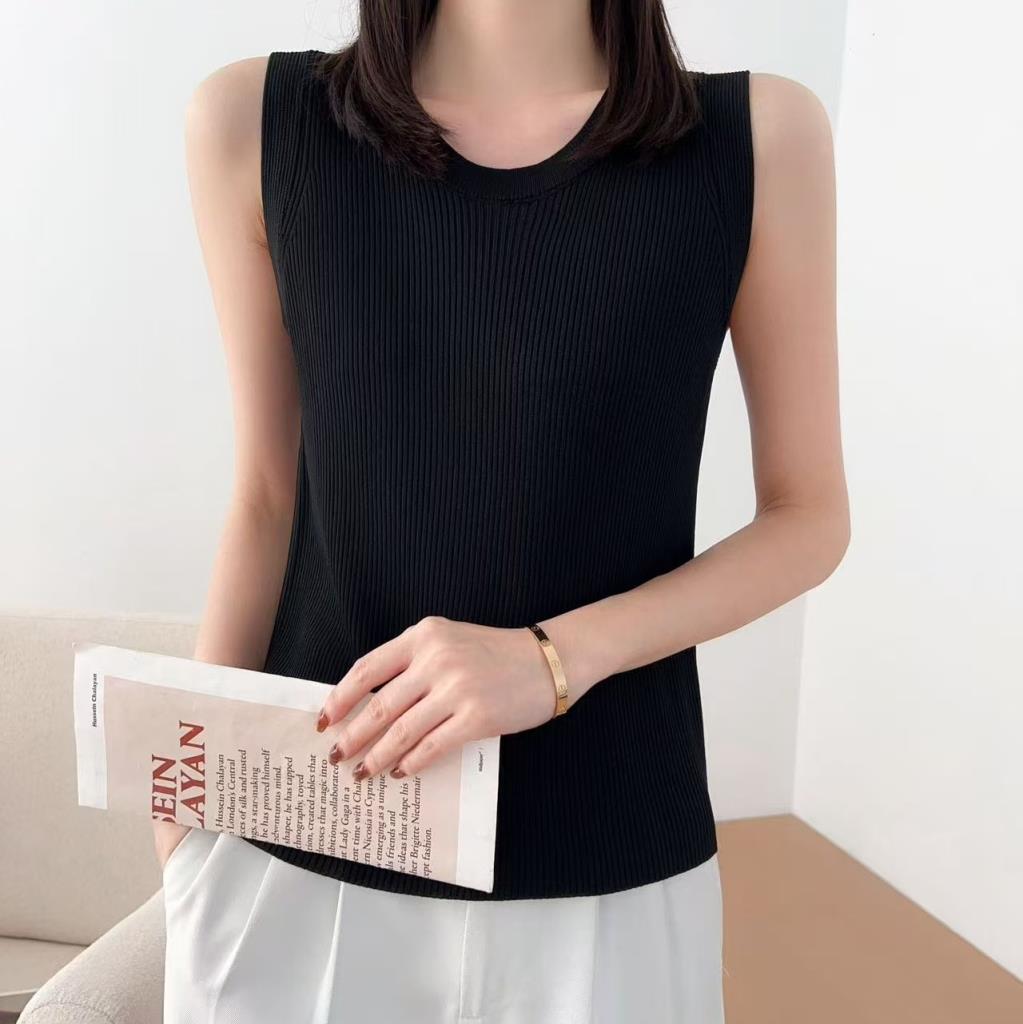 Ribbed vest top in black | Last True Angel