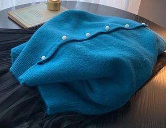 Pearl Button Through Cardigan in French Blue