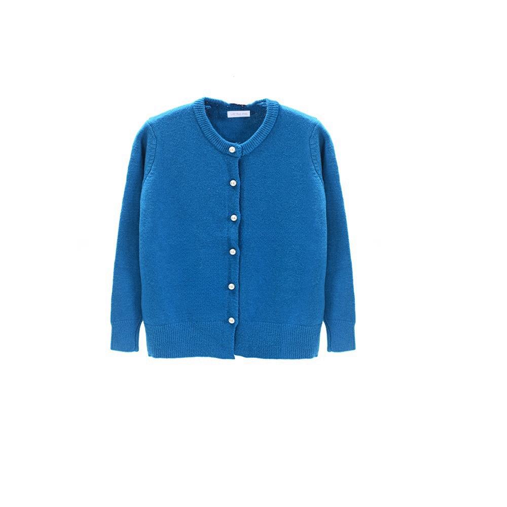 Pearl Button Through Cardigan in French Blue