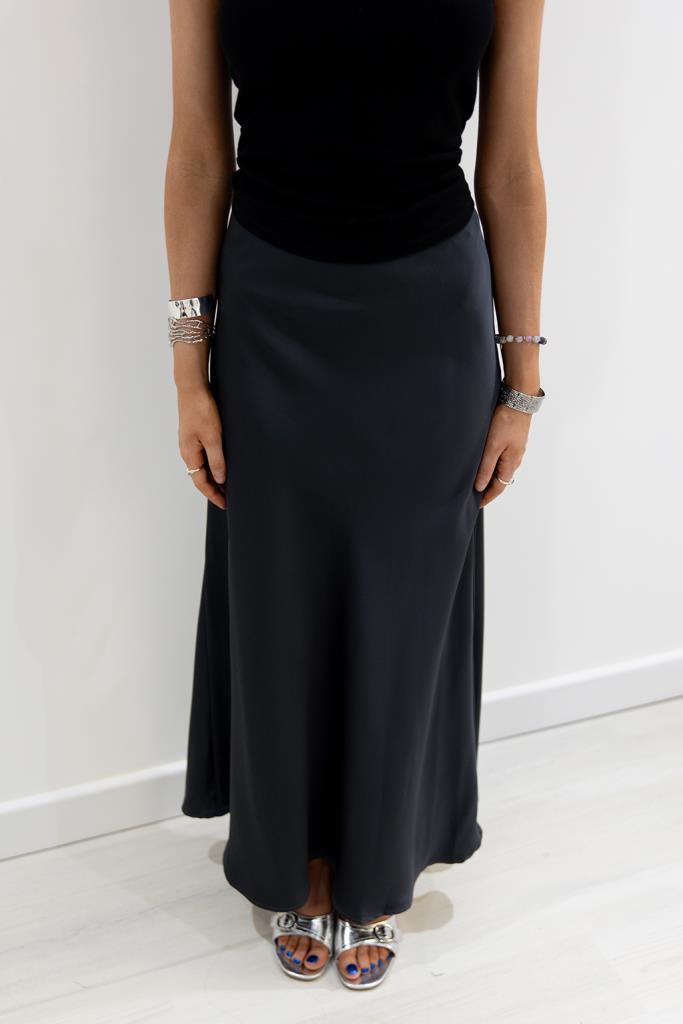 Satin Slip Skirt - Black | Last True Angel