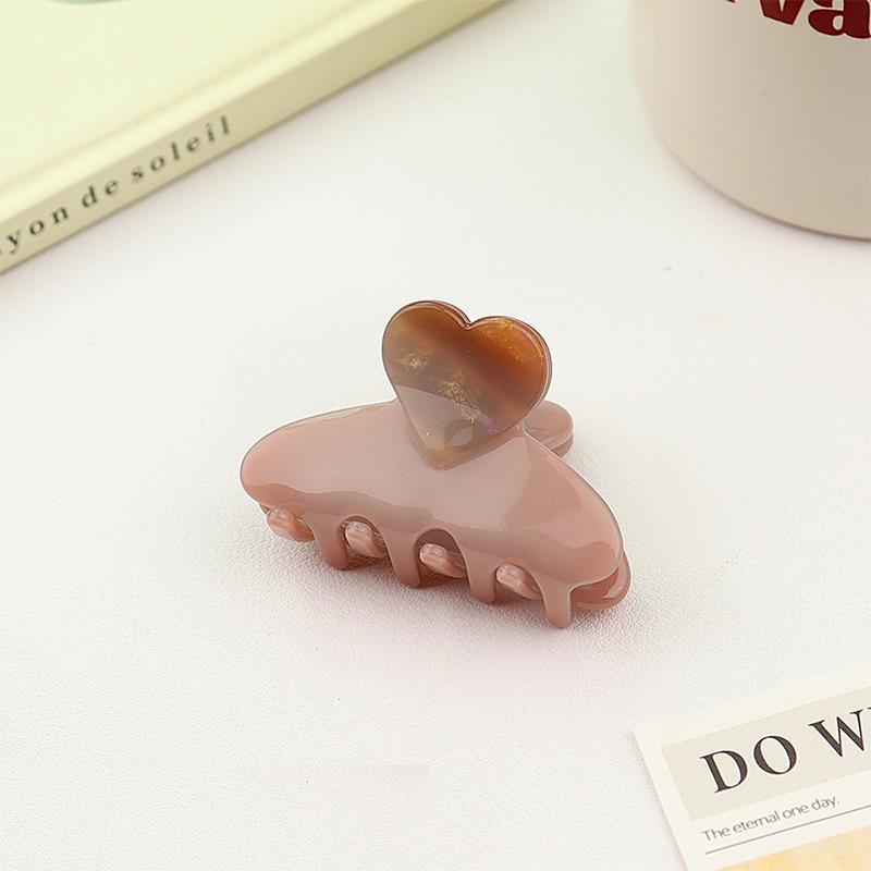 Small Heart Claw Clip in Mink & Brown