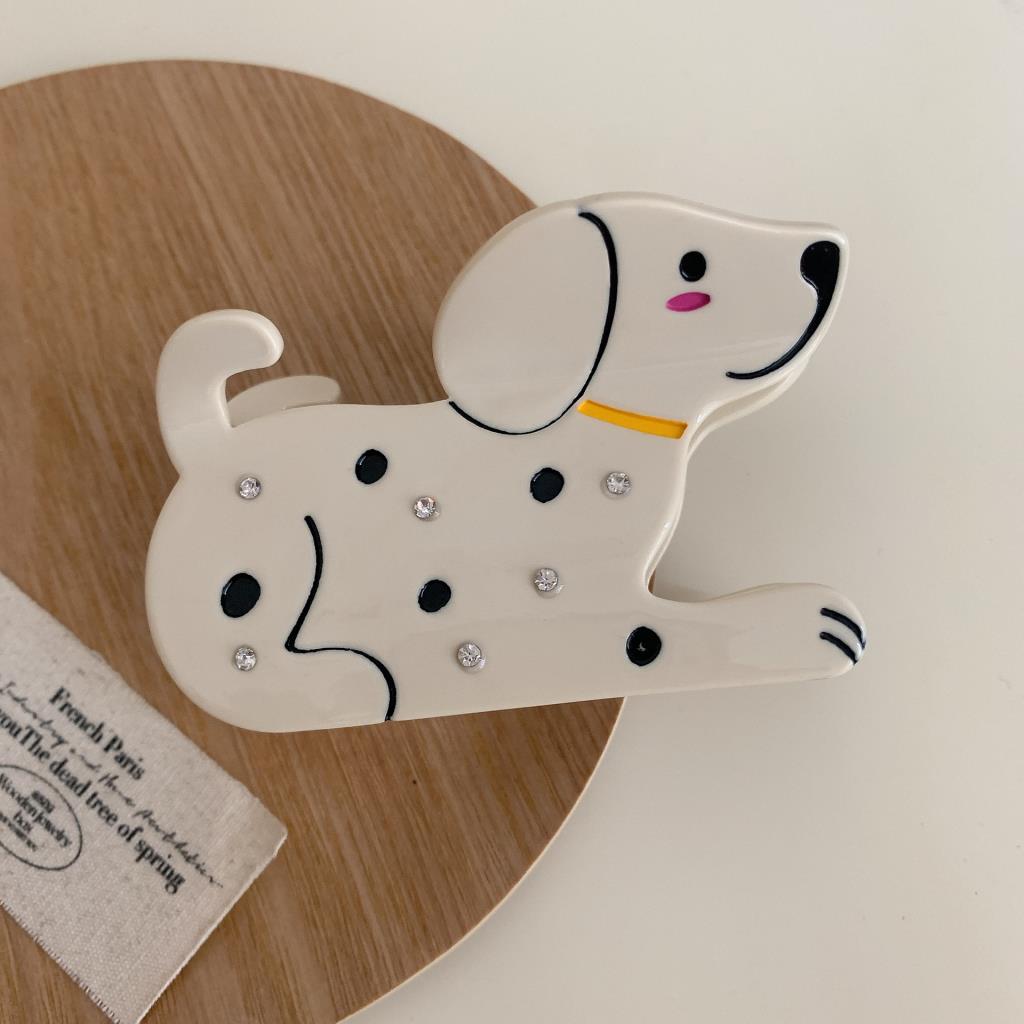 Dalmatian Claw Clip in Cream