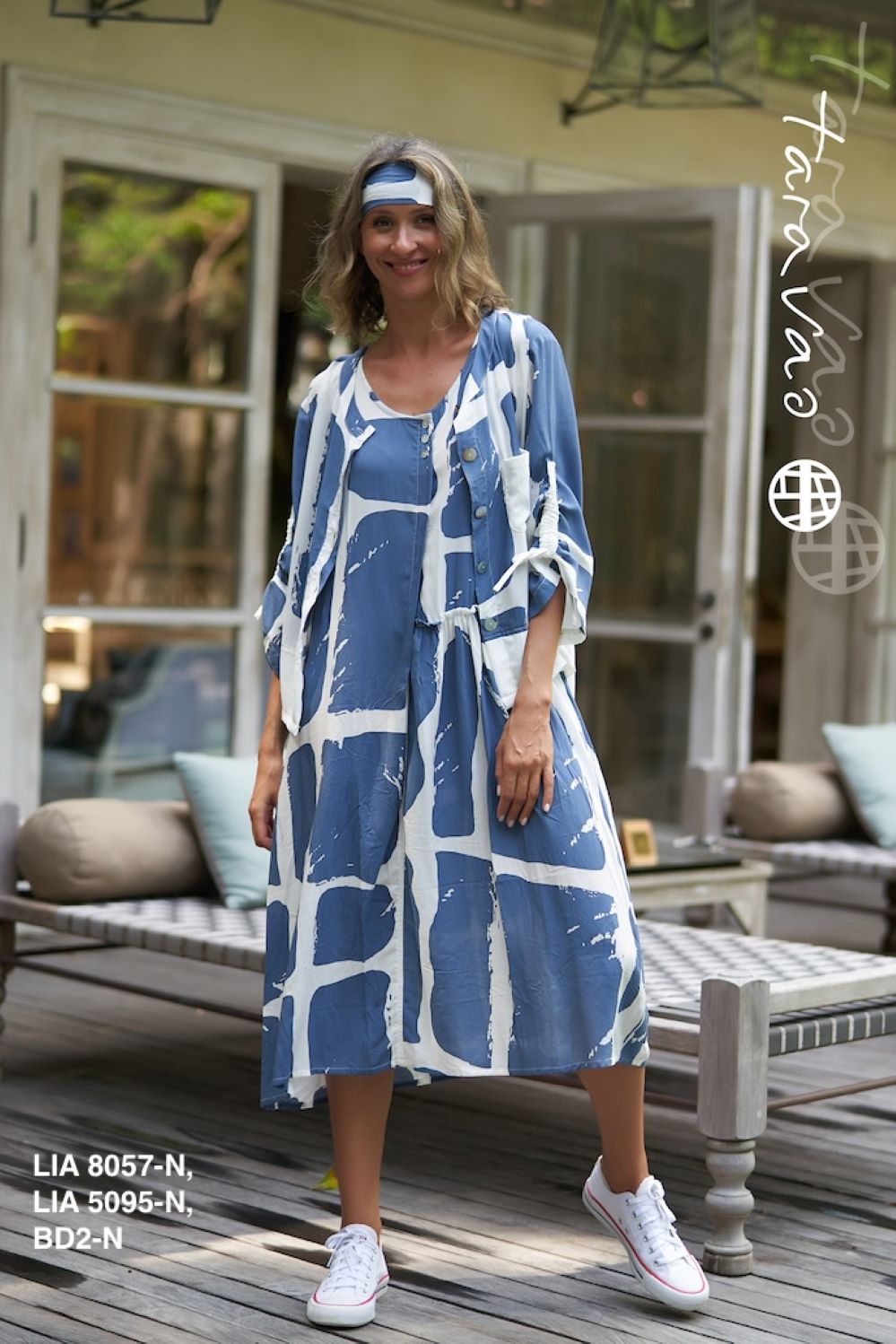 Blue & White Print Sleeveless Dress - Lia from Tara Vao