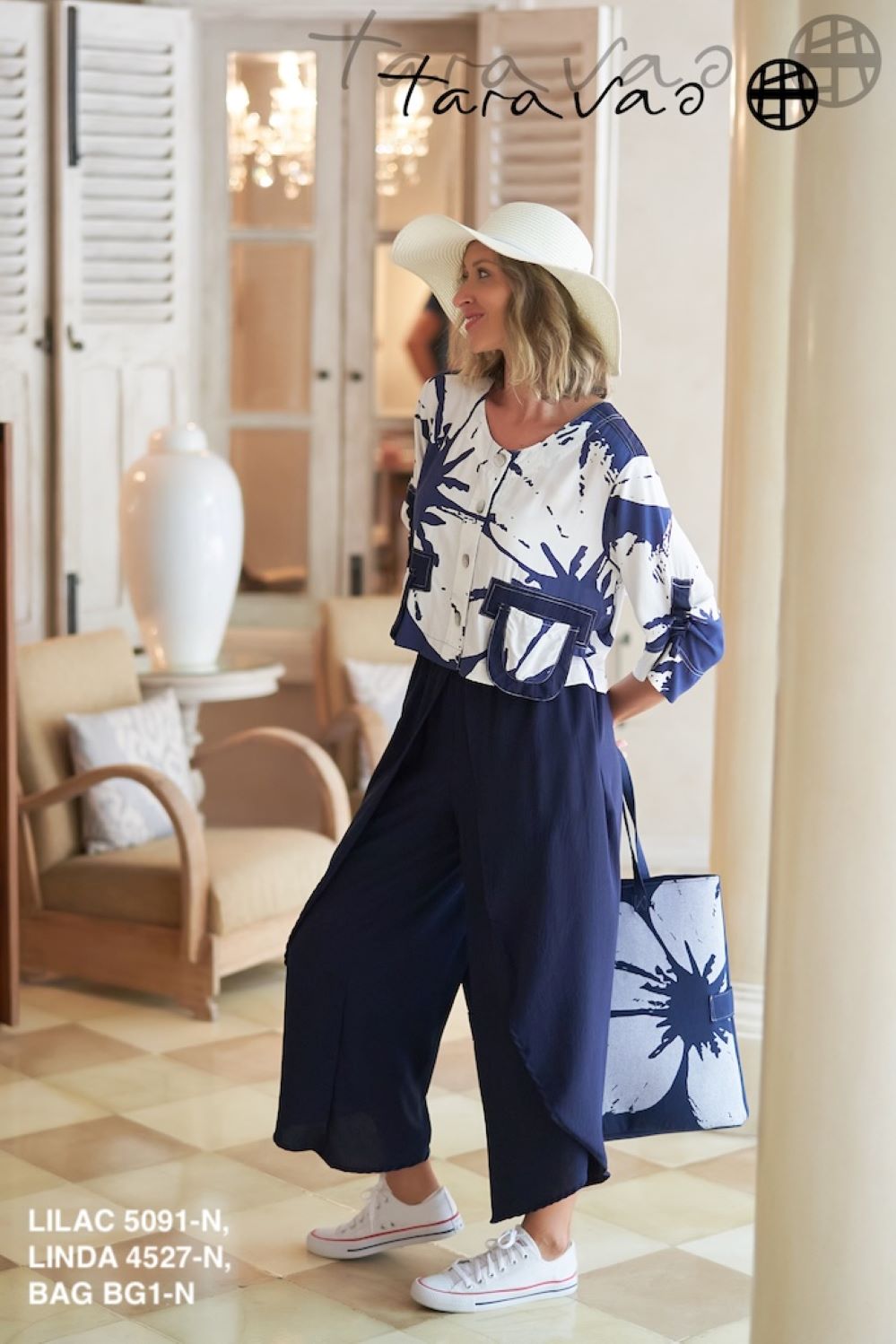 Navy & White Cropped Jacket - Lilac from Tara Vao