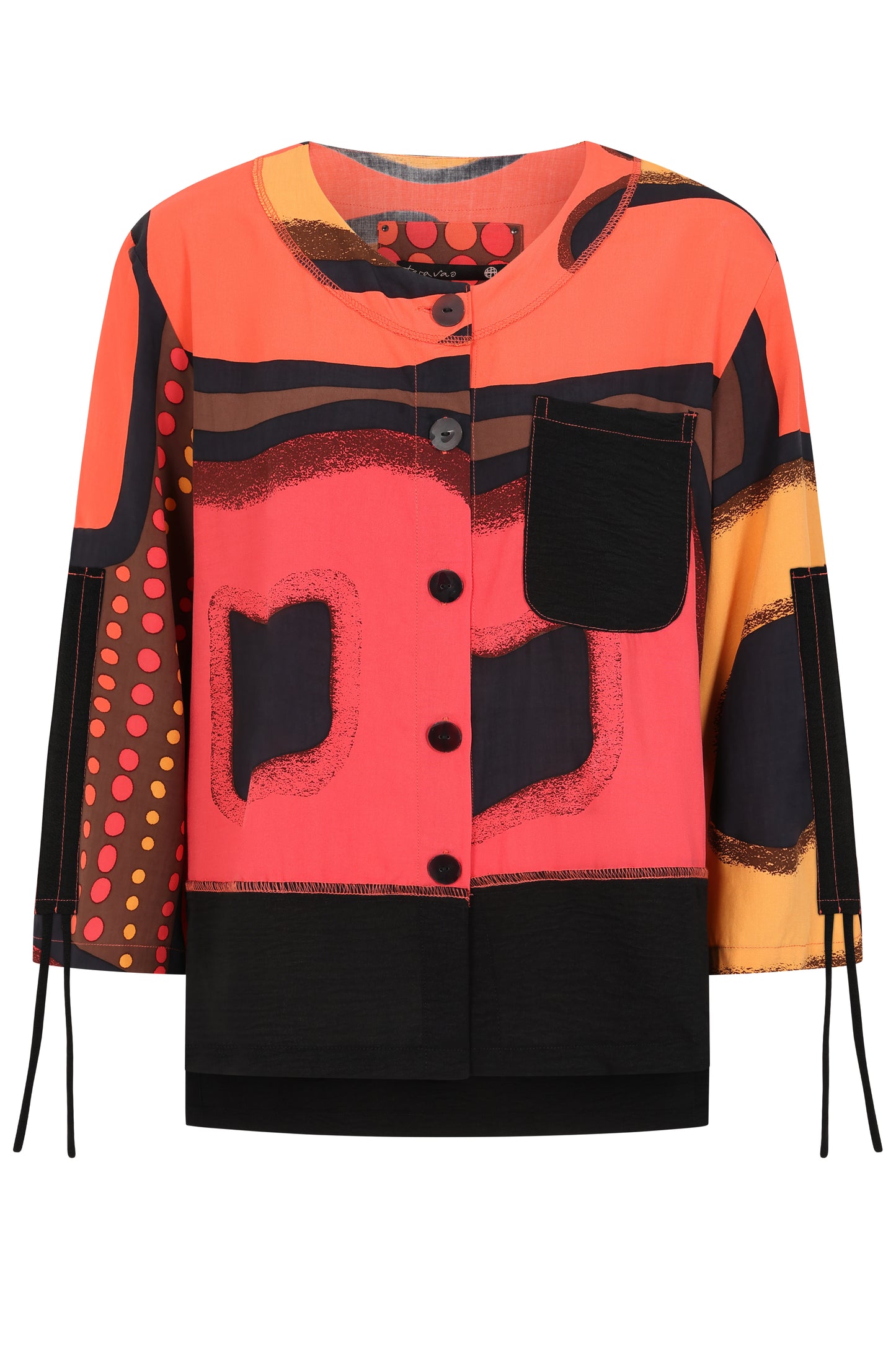 Black/Coral Printed Jacket - Livia from Tara Vao