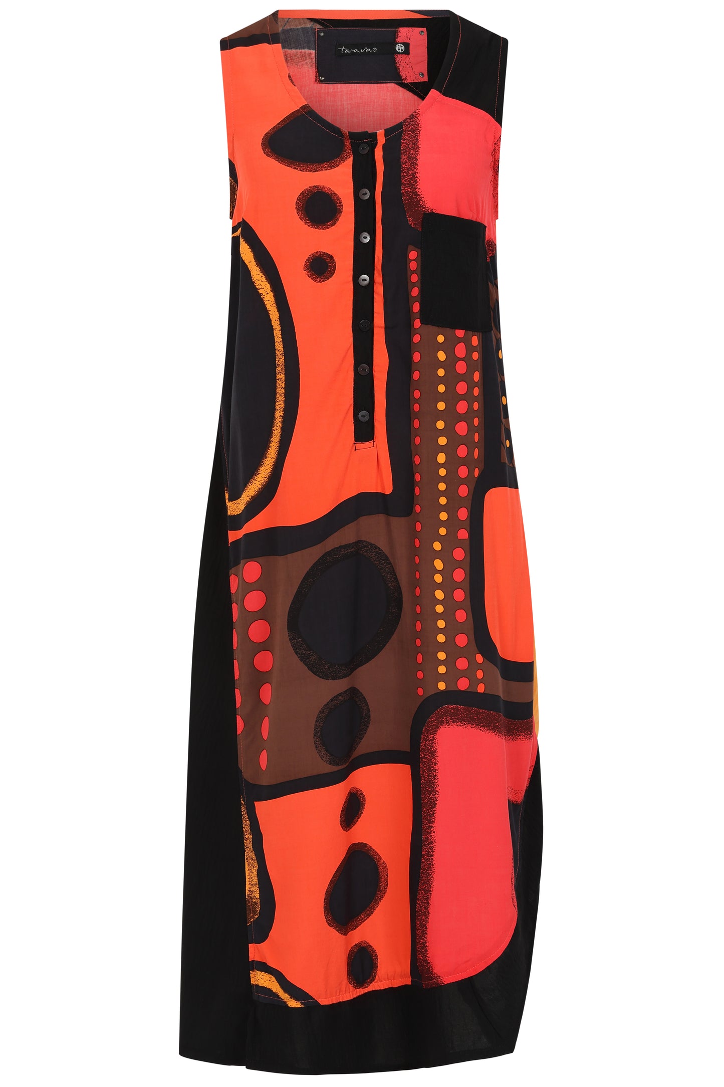Black/Coral Print Sleeveless Dress - Livia from Tara Vao