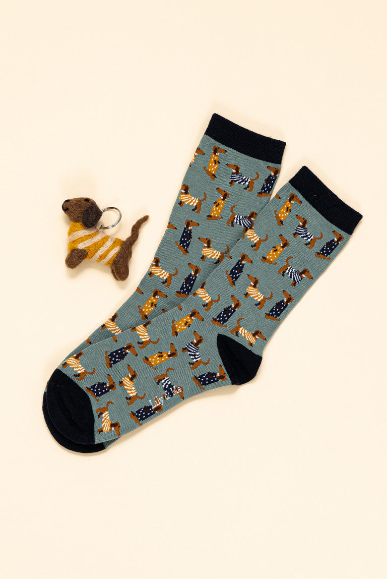 Dog Themed Socks & Keyring Giftbox