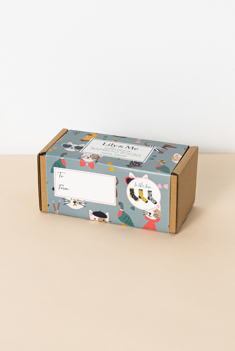 Set of 3 Animal Print Bamboo Socks Giftbox