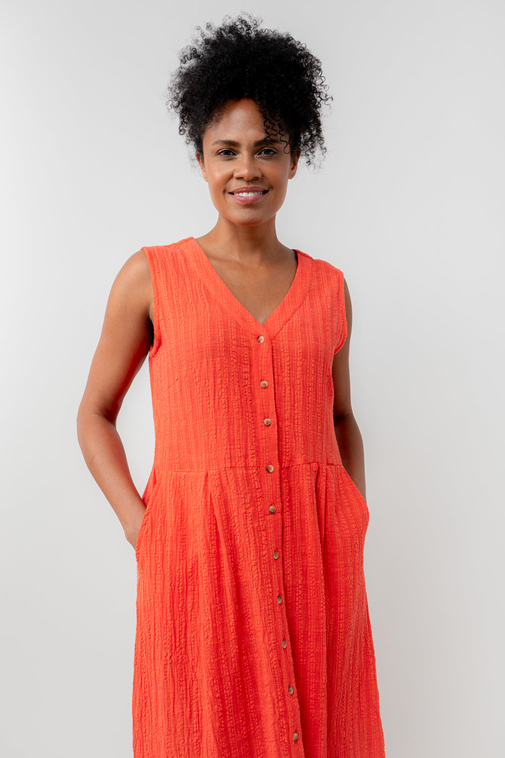 Cerise Seersucker Check Dress