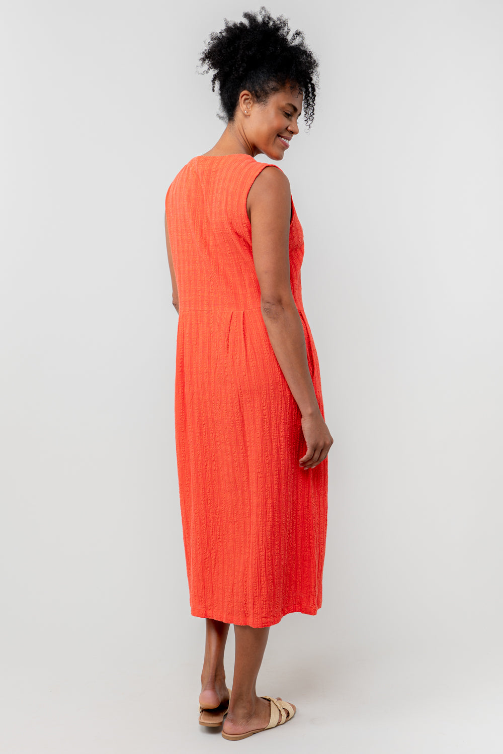 Cerise Seersucker Check Dress
