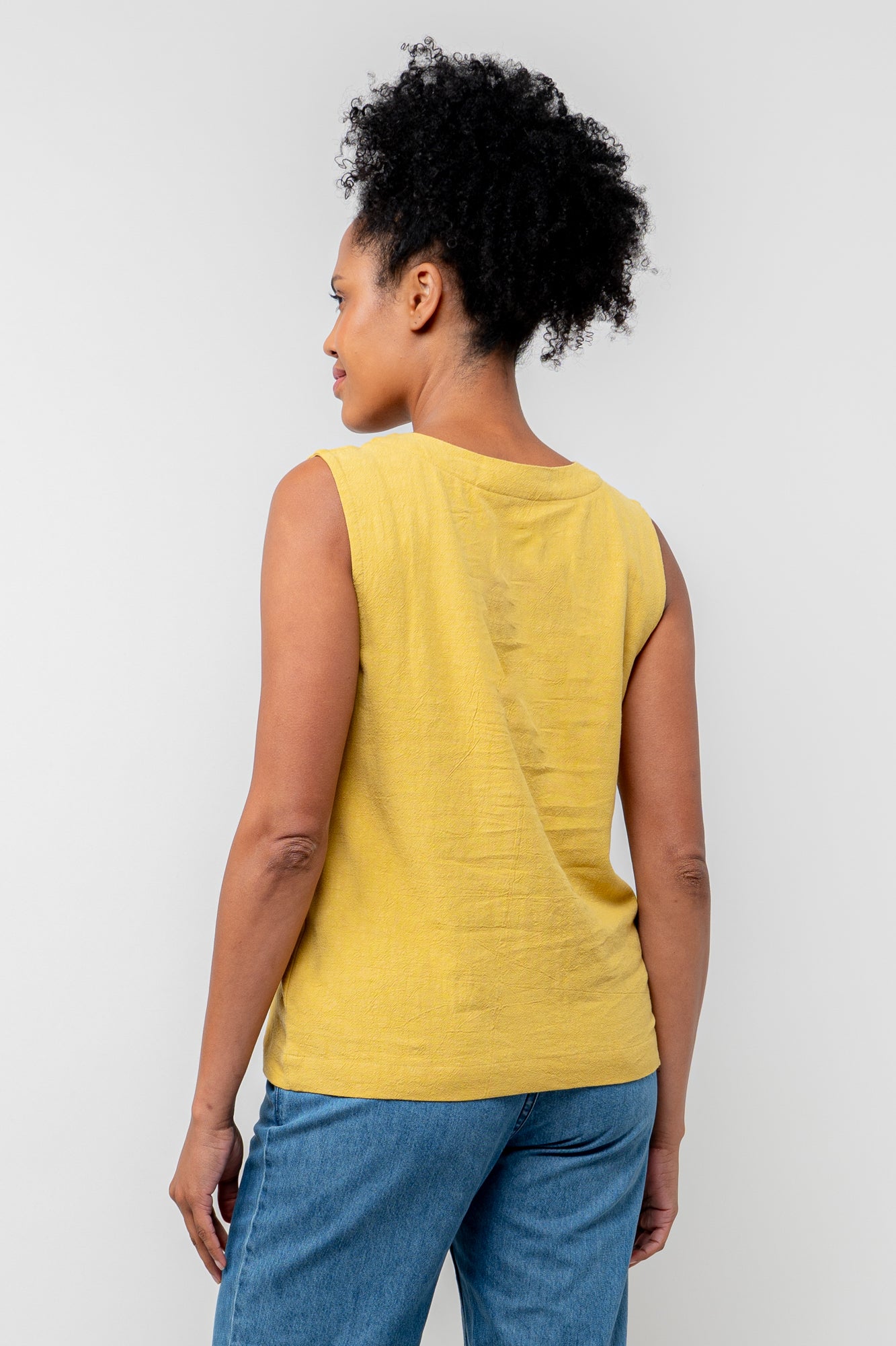 Ochre Linen Blend Buttoned Vest