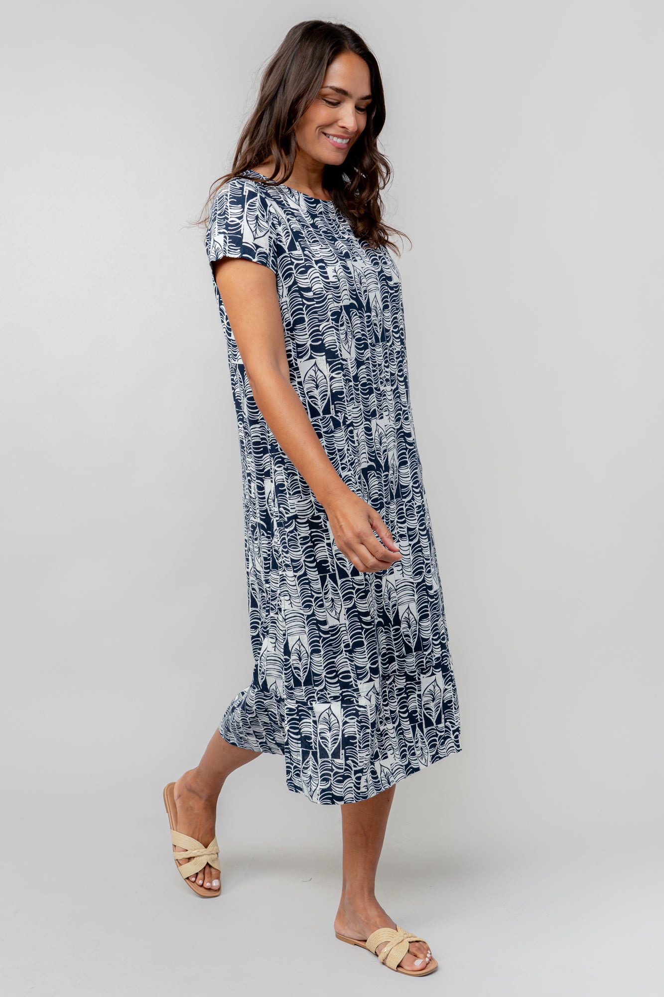 Blue Print Midi Summer Breeze Dress