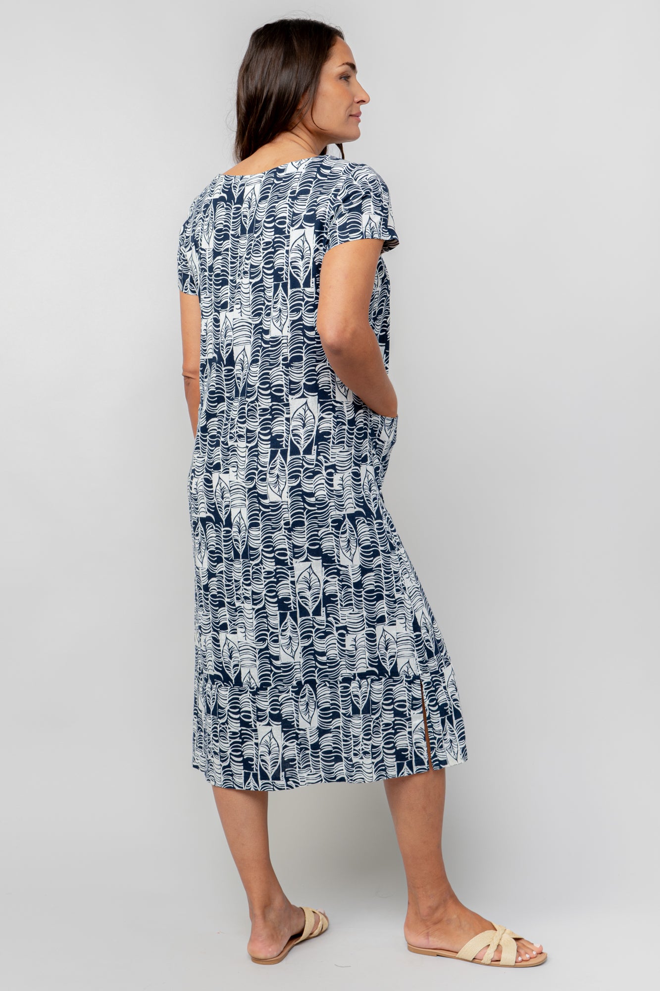 Blue Print Midi Summer Breeze Dress