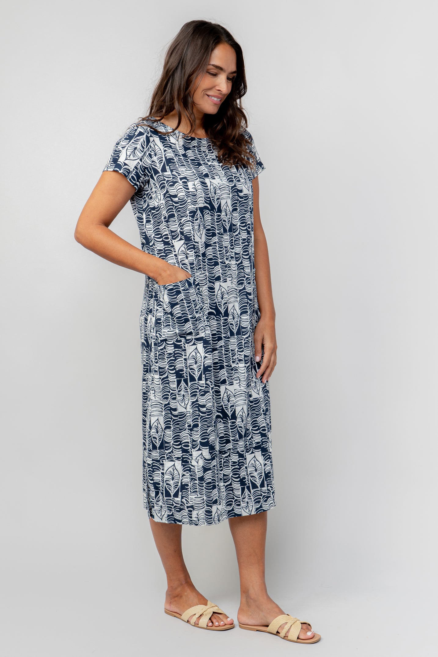Blue Print Midi Summer Breeze Dress