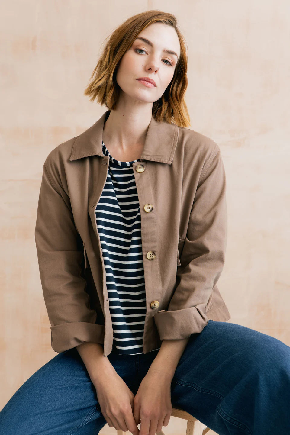 Effie Stretch Cotton Twill Jacket Mocha | Lily & Me LM26091M
