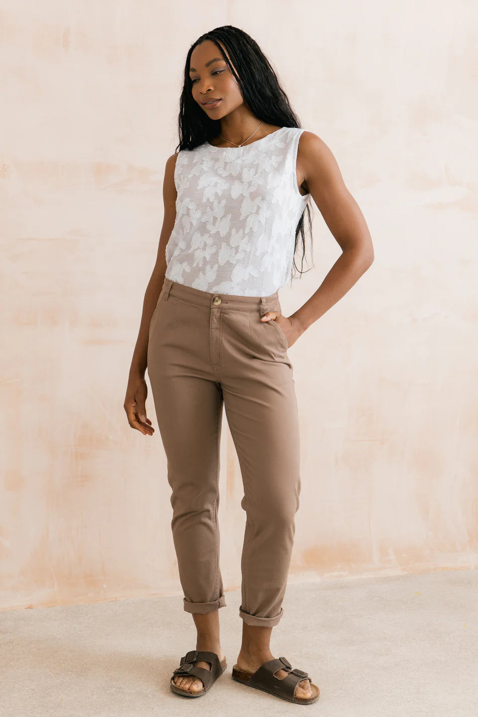 Breaker Stretch Twill Trousers Mocha | Lily & Me LM26093M