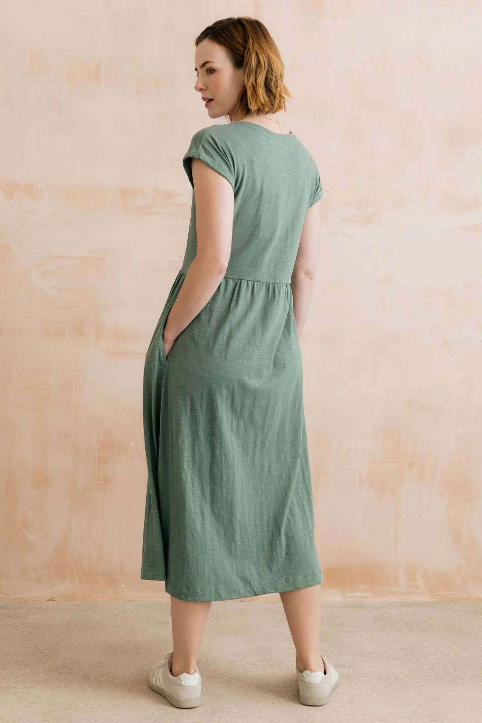 Shine Organic Cotton Jersey Dress Laurel Green | Lily & Me LM26106