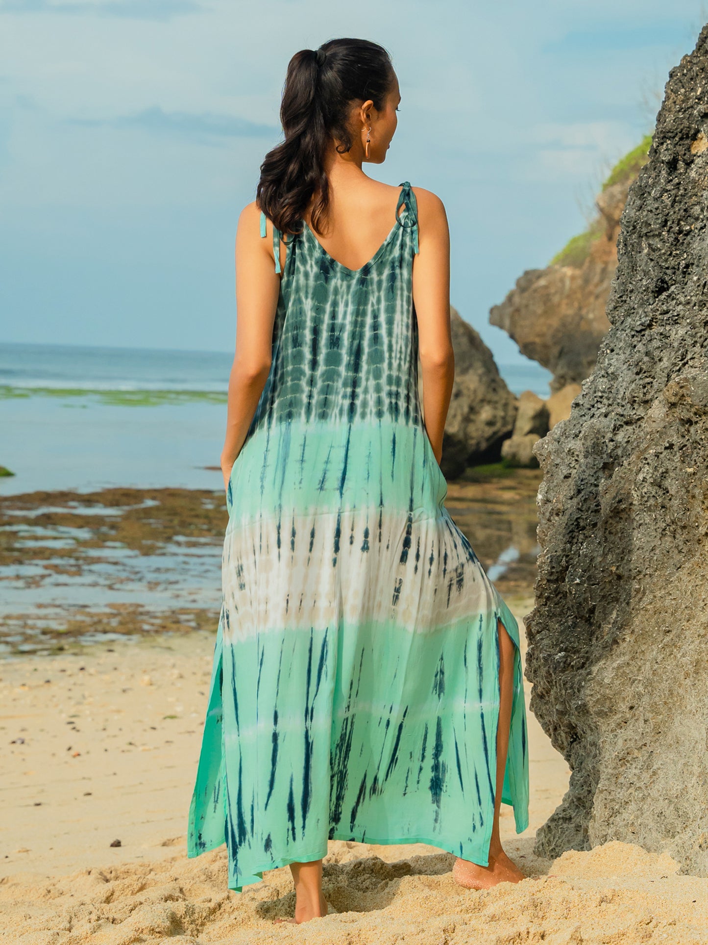 Mint Green Tie Dye Dress with Adjustable Straps