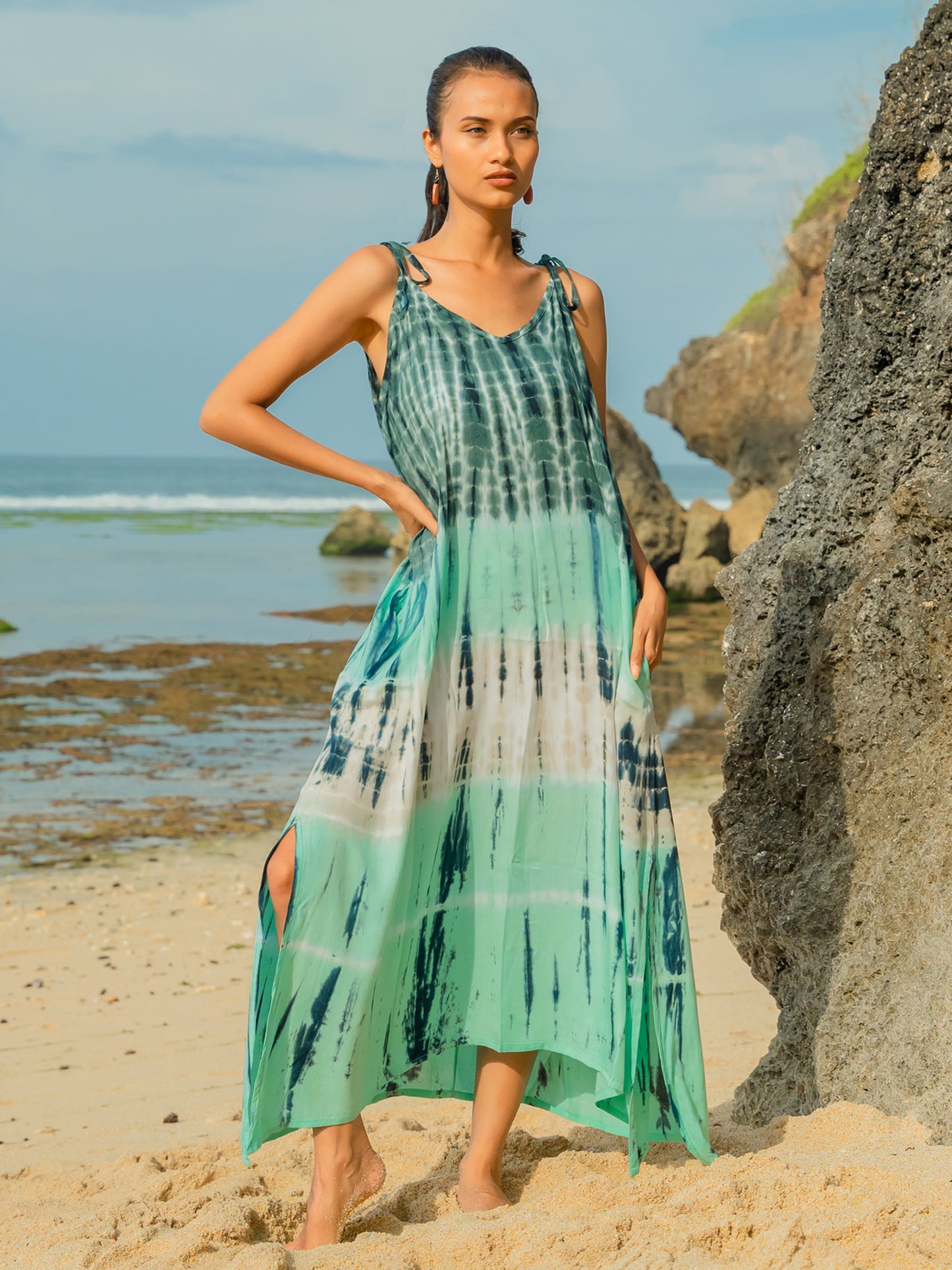 Mint Green Tie Dye Dress with Adjustable Straps