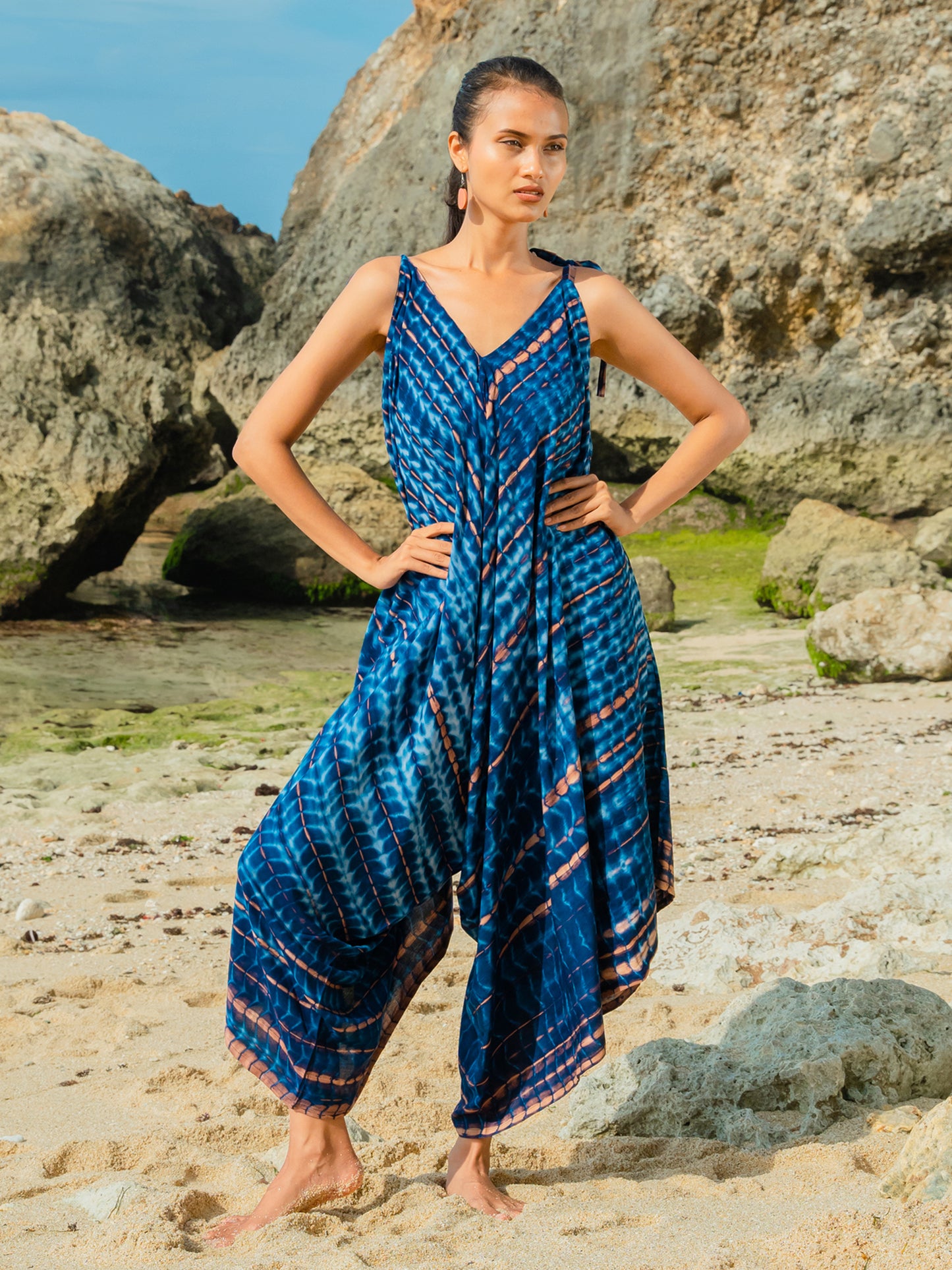 Tie Dye Jumpsuit with Adjustable Strarps