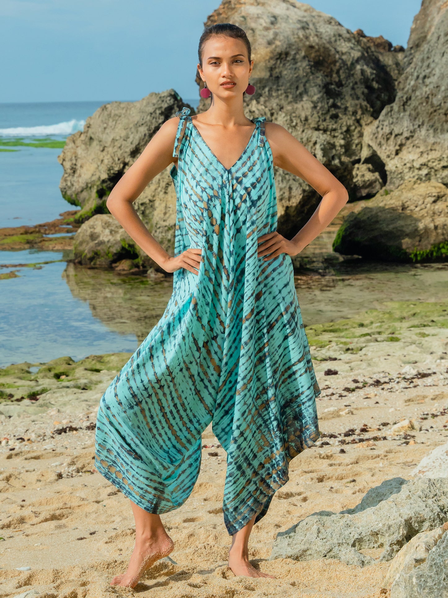 Tie Dye Jumpsuit with Adjustable Straps