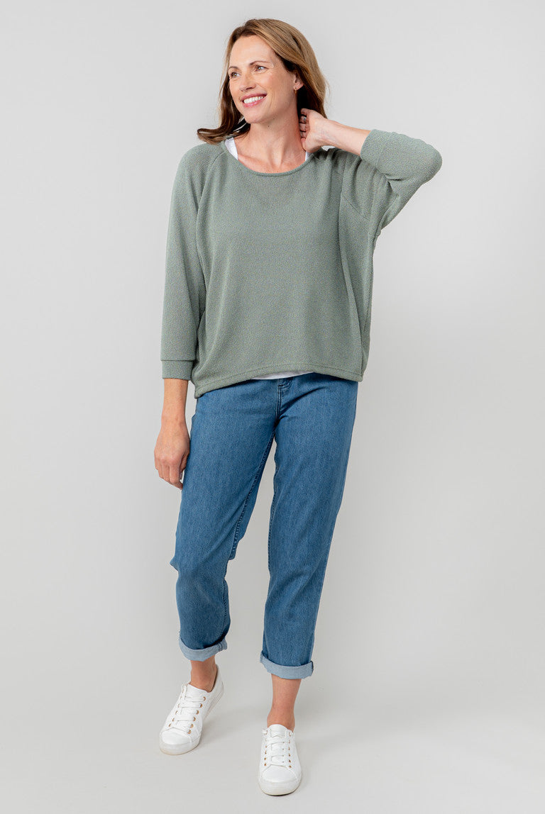 Sage Green Batwing Sleeve Jumper - Laburnum