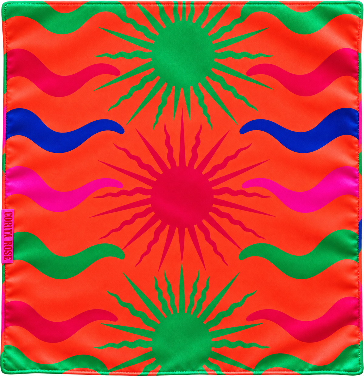 Corita Rose Orange Sun Print 100% Silk Scarf