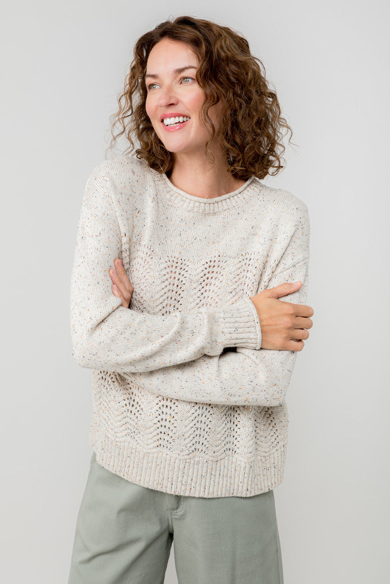 Leah Oatmeal Pointelle Knit Jumper