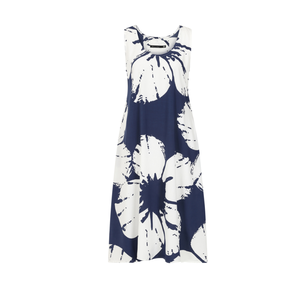 Navy & White Sleeveless Print Dress - Lilac from Tara Vao