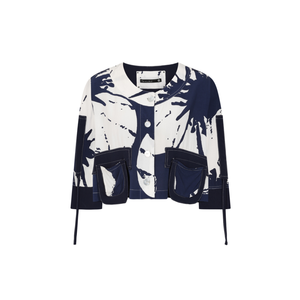 Navy & White Cropped Jacket - Lilac from Tara Vao