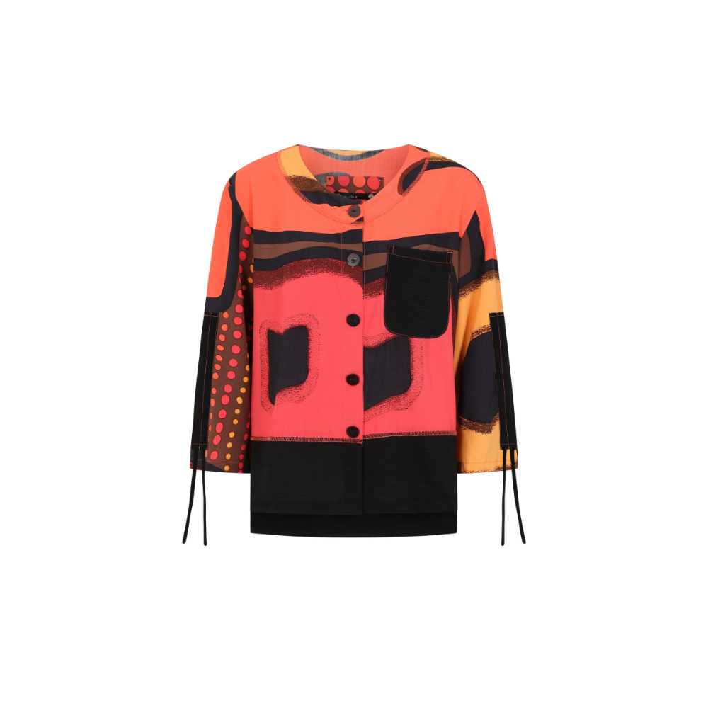 Black/Coral Printed Jacket - Livia from Tara Vao