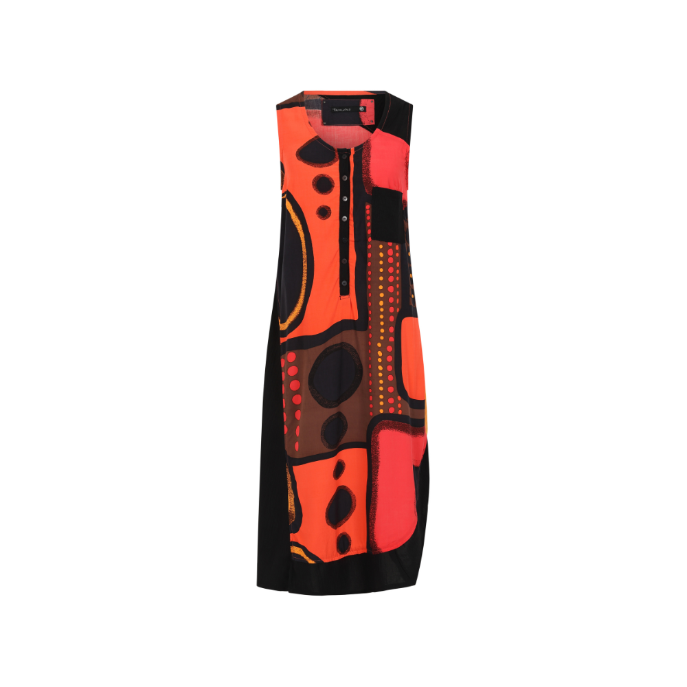 Black/Coral Print Sleeveless Dress - Livia from Tara Vao