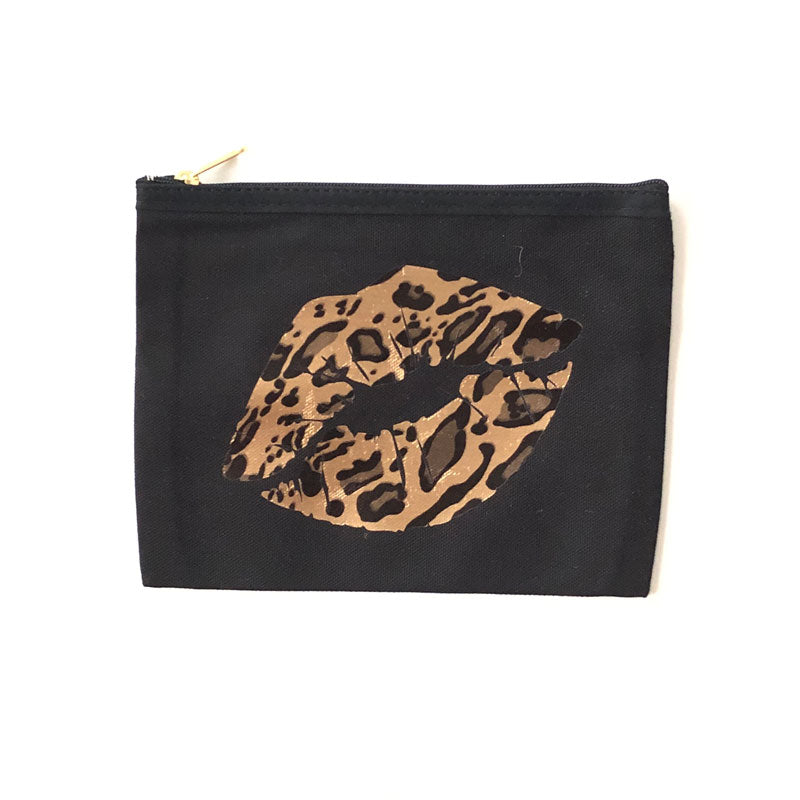 Catherine Colebrook Small Black Bag - Leopard Lips