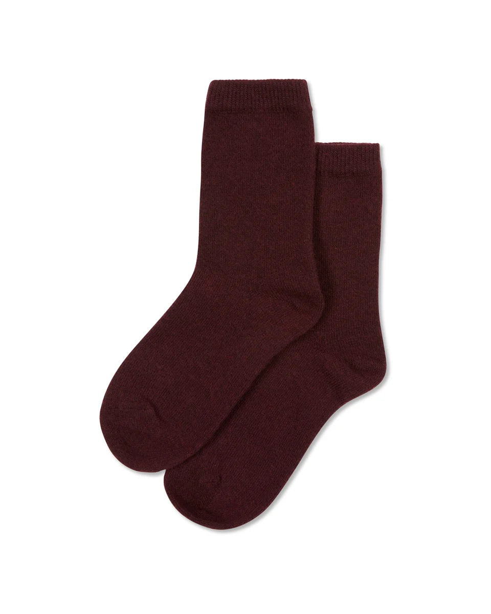 Cosy Cashmere Short Sock – Merlot | Chalk