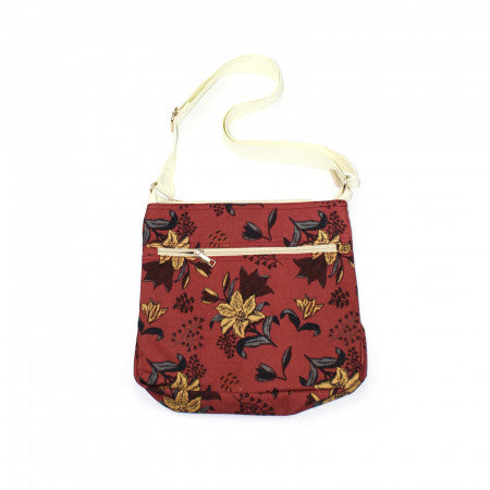 Red batik cross body bag