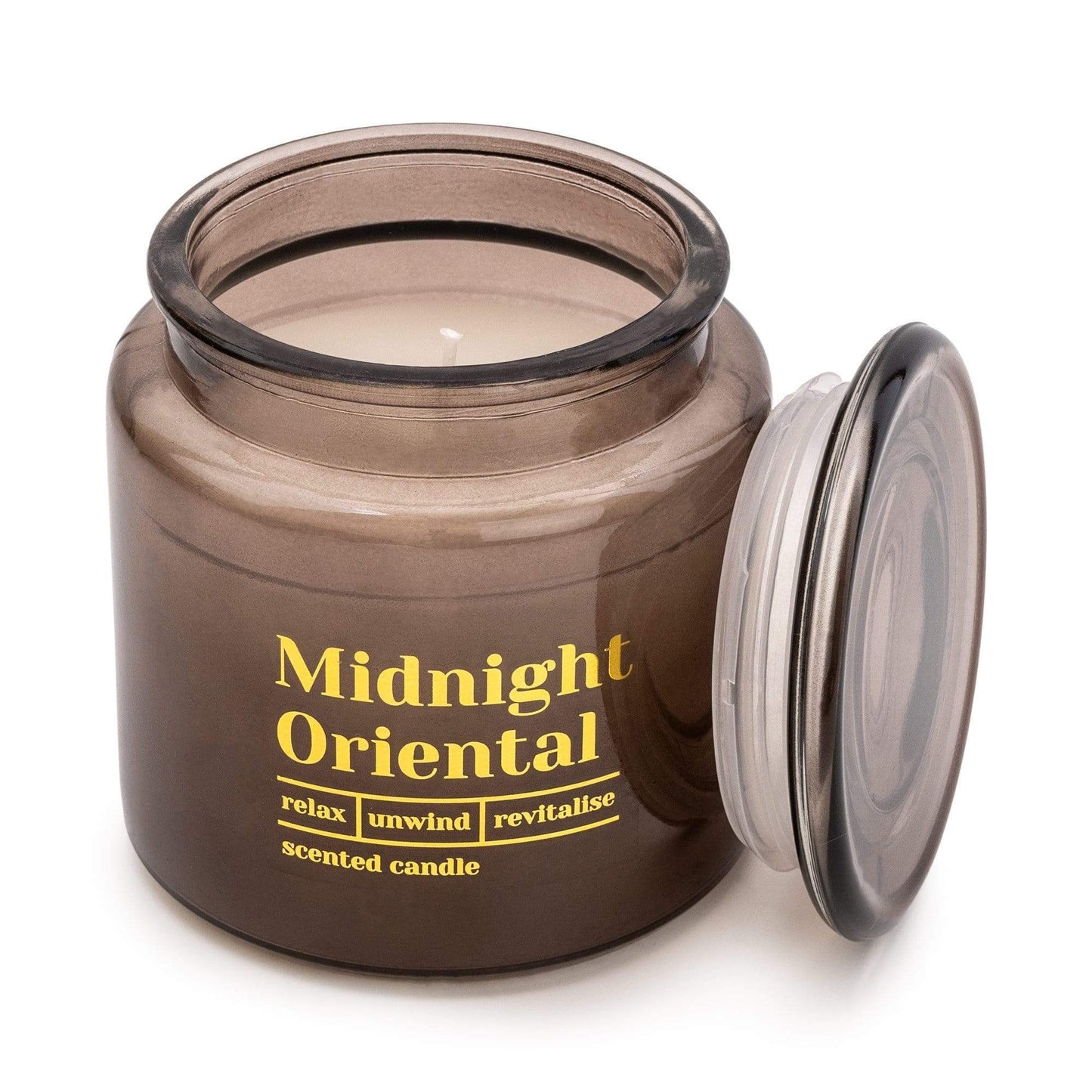 Black Glass Wax Filled 11cm Candle - Midnight Oriental