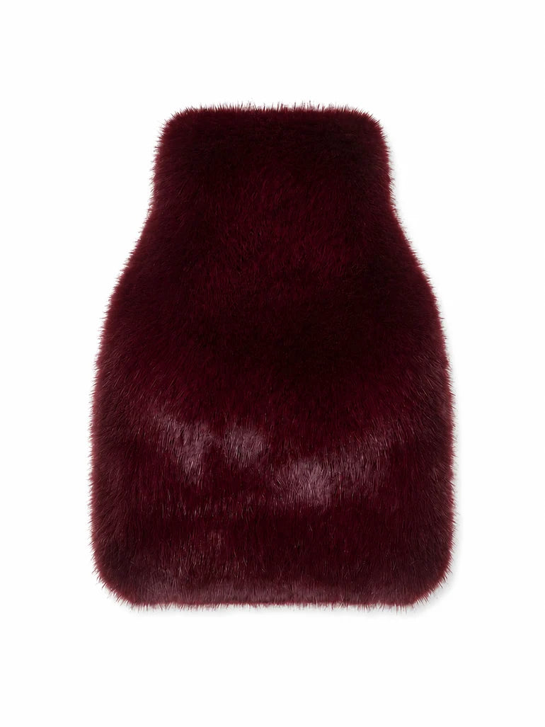 Merlot Faux Fur Mini Hot Water Bottle | Chalk