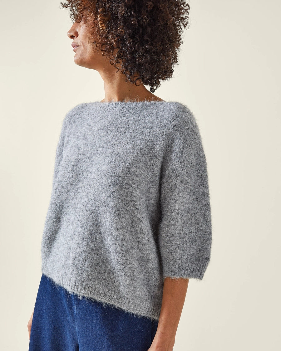 Luxurious Feel Short Sleeve Jumper - Silver