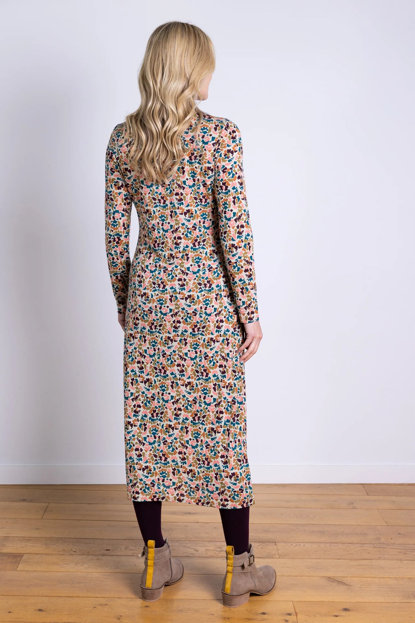 Ecru Print Knot Midi Dress | Nomads