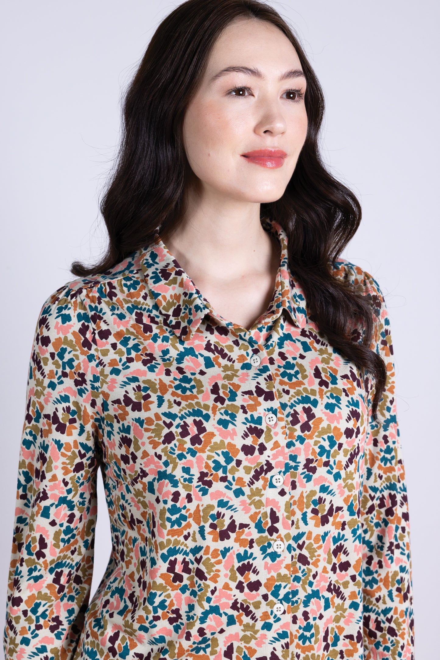 Ecru Print Ecovero Jersey Shirt | Nomads