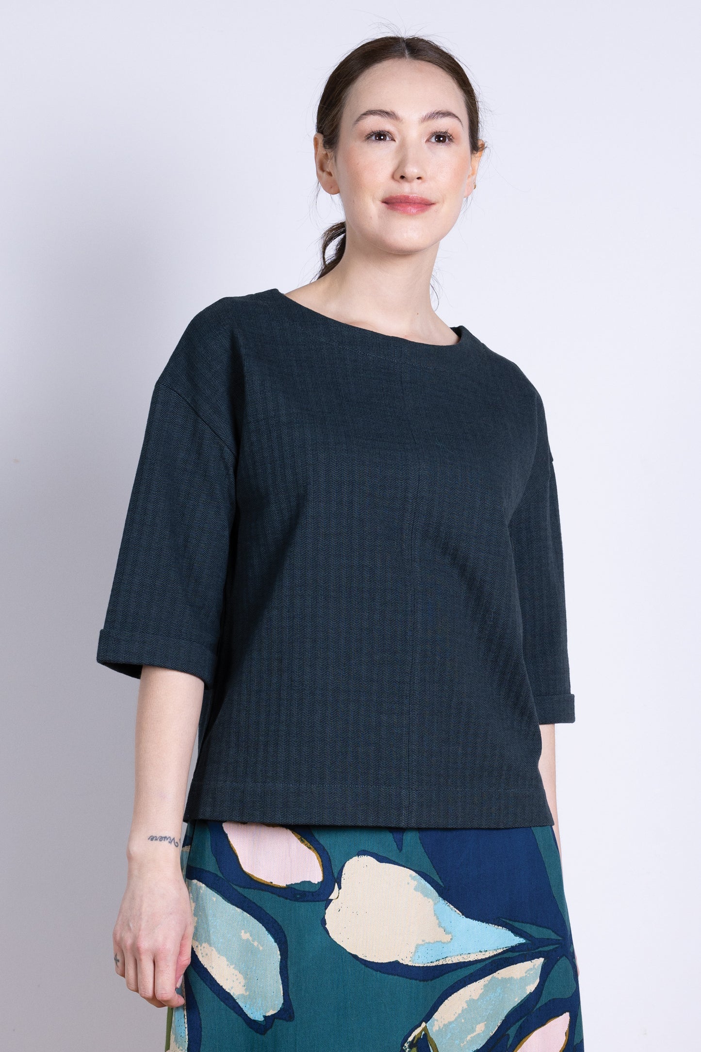 Organic Cotton Drop Shoulder Top - Midnight | Nomads