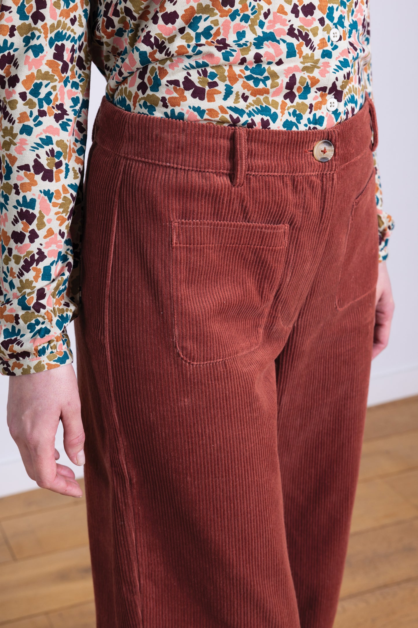 Chunky Cord Cotton Cropped Trousers - Rose | Nomads