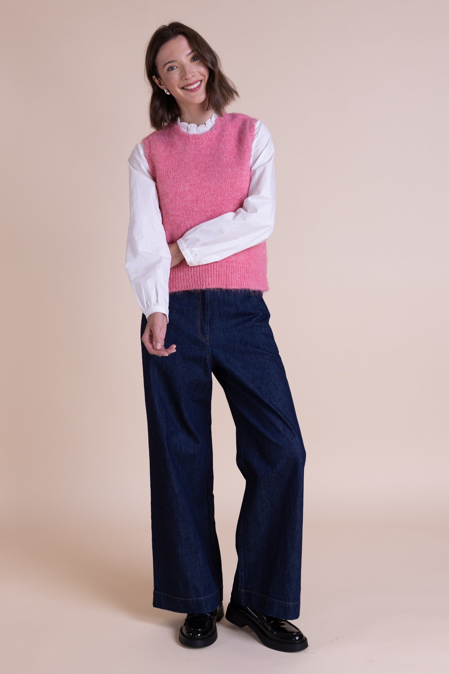 Pink Scallop Edge Knitted Vest | Saige by Nomads