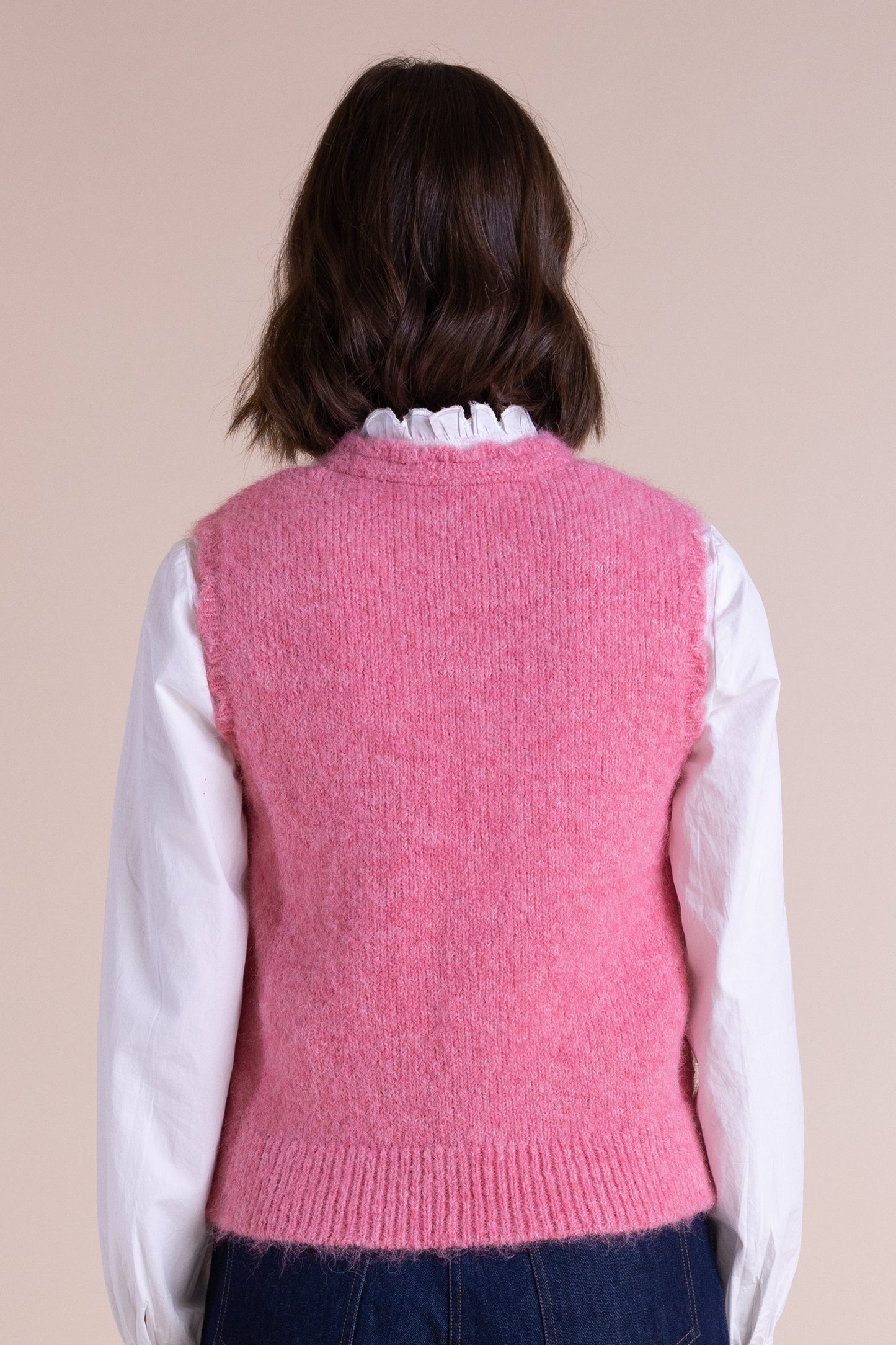 Pink Scallop Edge Knitted Vest | Saige by Nomads