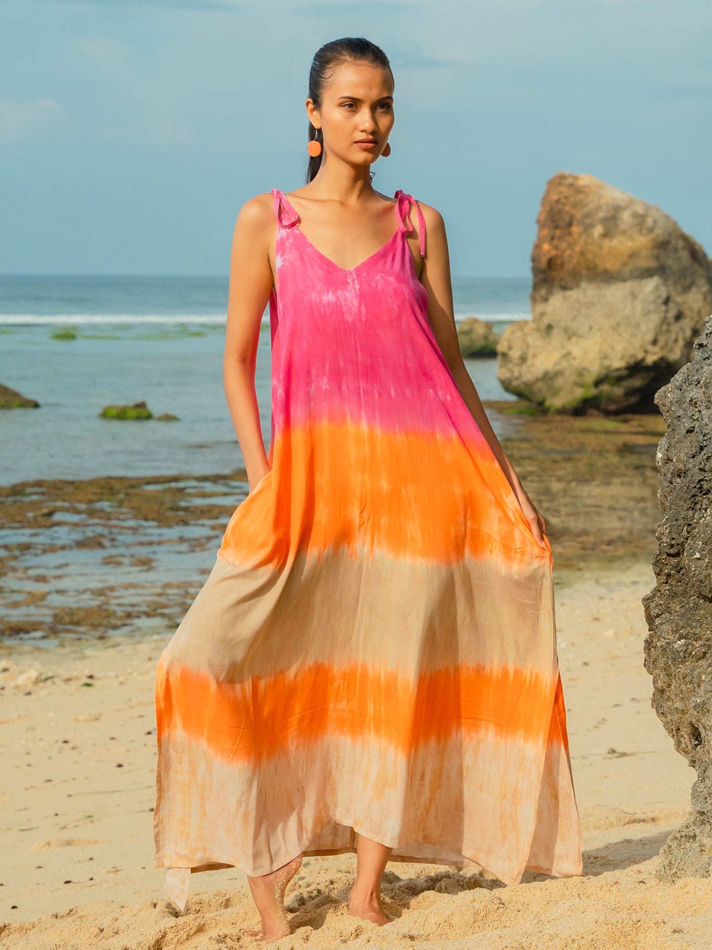 Pink Tie Dye Dress with Adjustable Straps